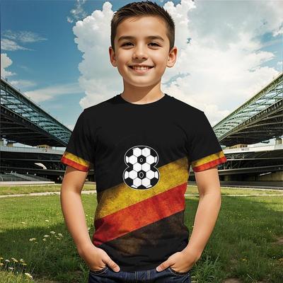 Vêtements pour enfants T-shirt pour garçons Manches courtes Imprimé football 3D Vêtements d'été pour enfants Décontracté Extérieur Actif Col rond Vêtements de garçon