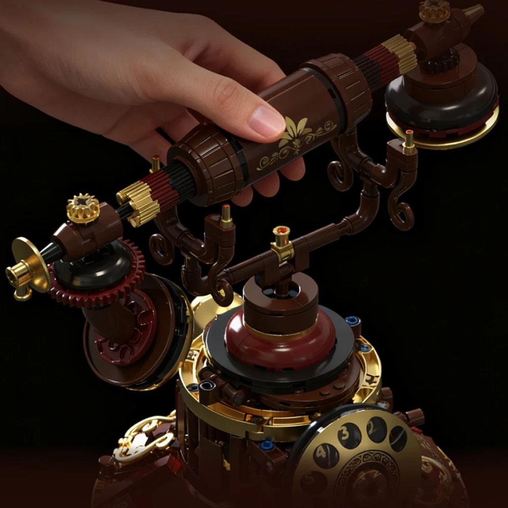 Retro Telephone Moc Building Toys Carousel Blocks Model Room Decor Diy Bricks Ornament Gifts For Kids Adult 1130Pcs With Light