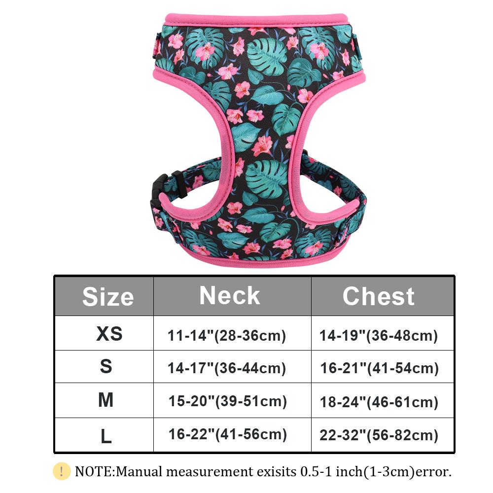 Fashion Printed Nylon Dog Harness Reflective French Bulldog Pug Harness Dog Vest For Small Medium Dogs Cats Walking Training