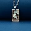 Stainless Steel Cat Tarot Card Necklace for Men Women Animal Divination Jewelry Accessory