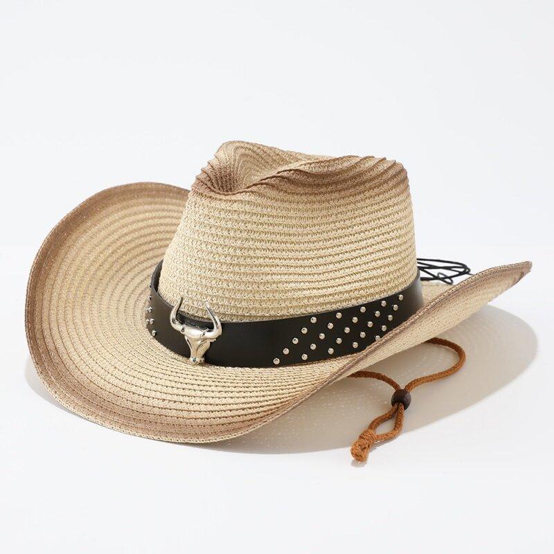 Popular European and American Western Cowboy Straw Hat Men's and Women's Fashion Shade Straw Hat Outdoor Western Cowboy Hat