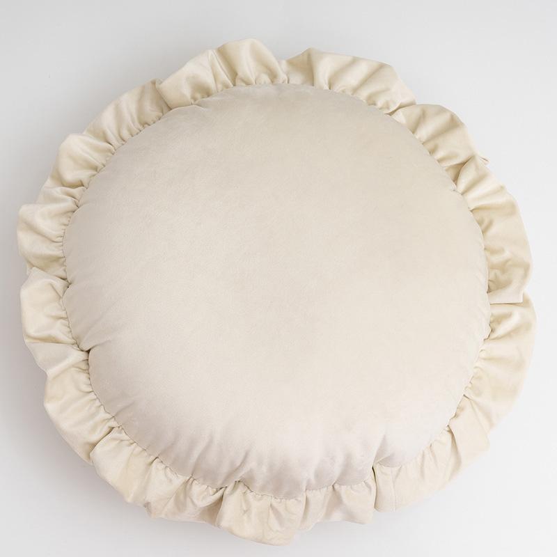 

Nordic Velvet Ruffles Cushion Covers Cozy Simple Round Throw Pillow Case Homestay Living Room Sofa Car Decorative Pouf Cover