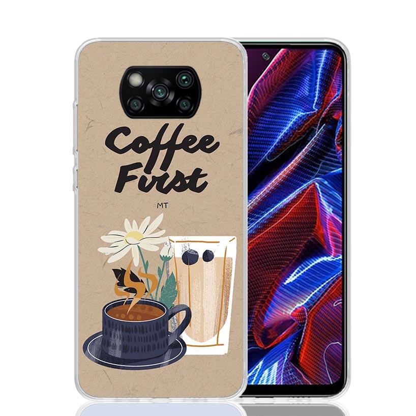 Coffee Wine Cup Case Phone Cover for Xiaomi Poco X3 Nfc X5 X6 X7 X4 Gt F7 Ultra F6 F5 Pro F4 F3 M5S M5 M4 M3 5G Trend Fundas Poc