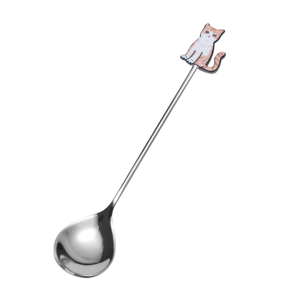 Creative Polished Cat Fish Stainless Steel Spoon Japanese Korean Style Stirring Spoon Teaspoon Colorful Dessert Spoon Gifts