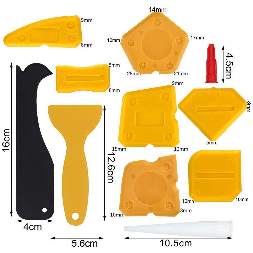 17 Pieces Caulking Tool Kit Silicone Sealant Finishing Tool Grout Scraper Caulk Remover and Caulk Nozzle