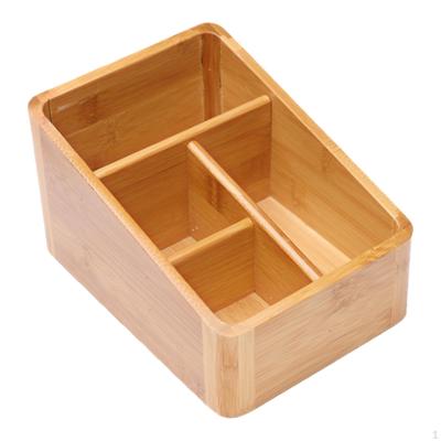 Compartment Basket Remote Control Holder Bamboo Portable Desktop Sundries Bedside Table