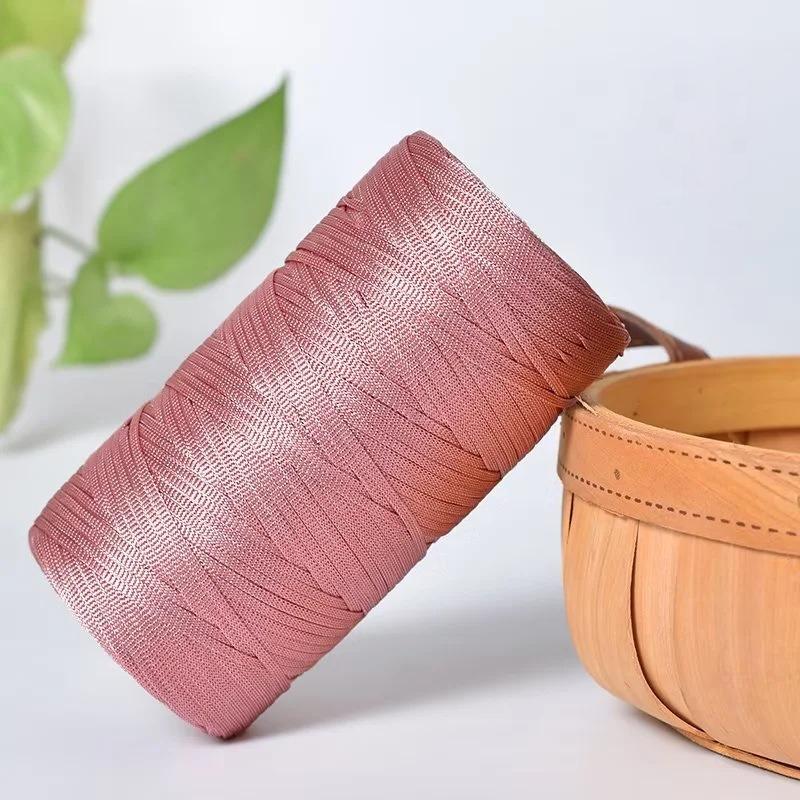 Új Jég Selyem Fonal 250g/Tekercs 2.5mm Nyári Horgoló Fonal DIY Kötéshez Táska Cipő Lapos Üreges Fonal Kézzel Kötött Fonal Kellékek