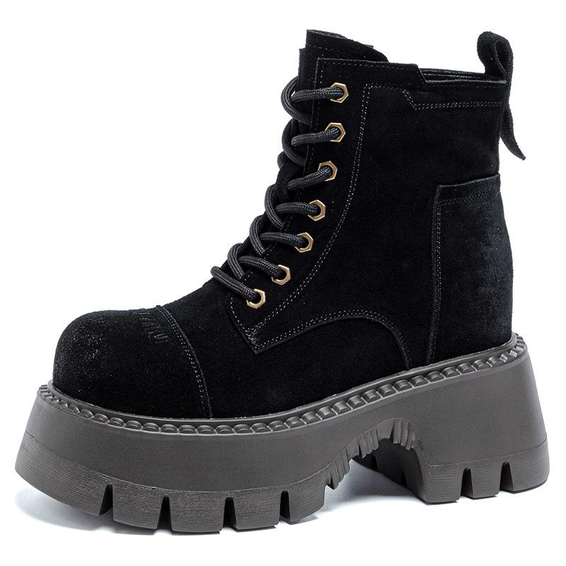 

Ботинки мартин с внутренней высотой, увеличивающей рост, женская обувь, осень и зима, новые кожаные ботинки, обувь 10 см, платформа, повседневная обувь, короткие ботинки, тренд A5053 39 чёрный