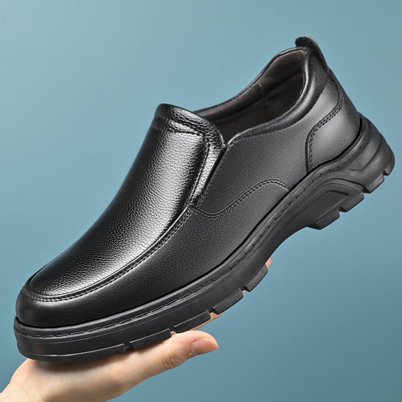 

Мужские повседневные кожаные туфли — мягкие подошвы, теплая хлопковая подкладка, нескользящие туфли Dad Shoes 43