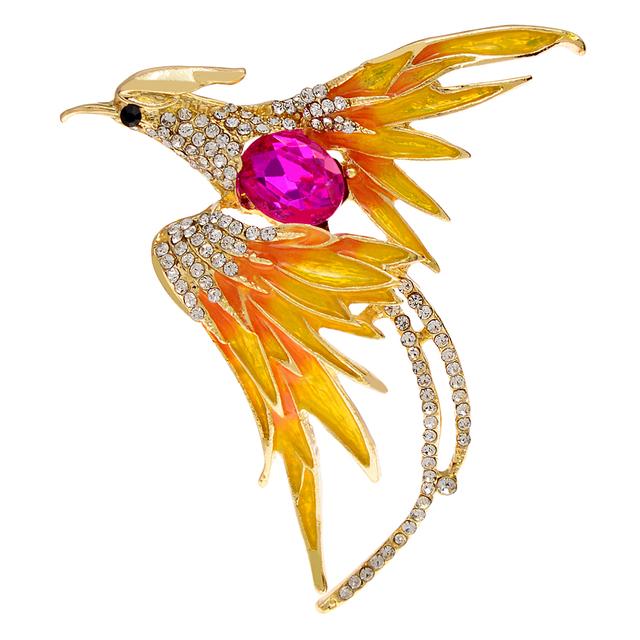 Phoenix Brooches For Women Fashion Rhinestone Bird Pin 3 Colors Available Party Wedding Jewelry