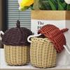 1pc Cute Walnut Basket, Walnut Shaped Basket Shoulder Bag, Hand Woven Vine Storage Basket, Handmade Crossbody Bags