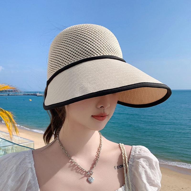Summer Sun Hat for Women Beach Breathable UV Cool Hat Korean Version Versatile Ponytail Sun Protection Ceiling Hat