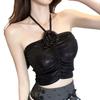 Spice Girls Socialite Style Corset 3D Rose Flower Decoration Crop Tops Suspender Vest  Travel