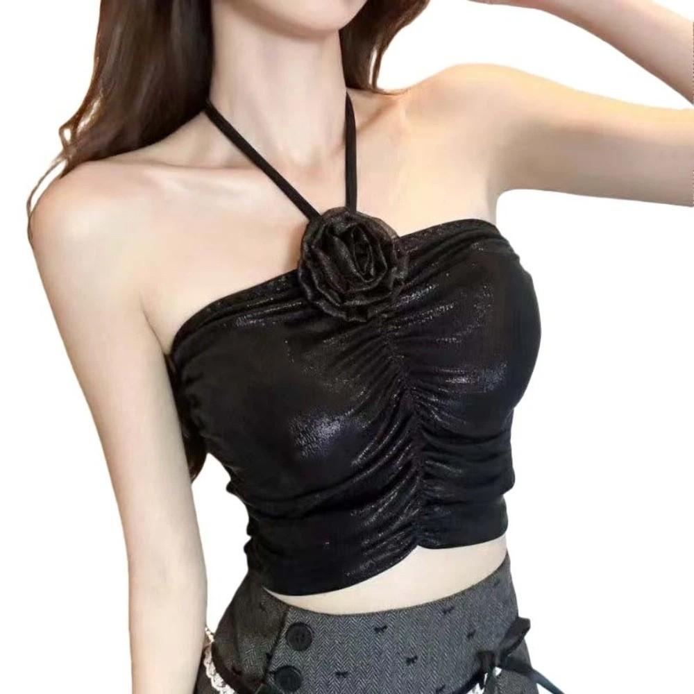 Spice Girls Socialite Style Corset 3D Rose Flower Decoration Crop Tops Suspender Vest  Travel