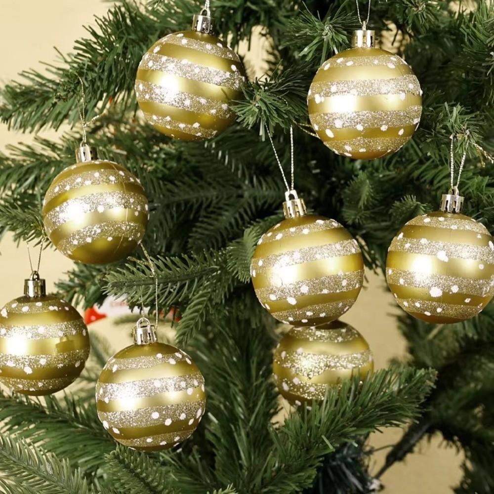 6Pcs/Set Plastic Glitter Christmas Ball Set 6cm Xmas Hanging Ball Holiday Decor