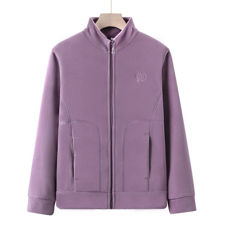 Autumn and Winter Polar Fleece Jacket Women's Thickened Warm Fleece Top Stand-up Collar Cardigan