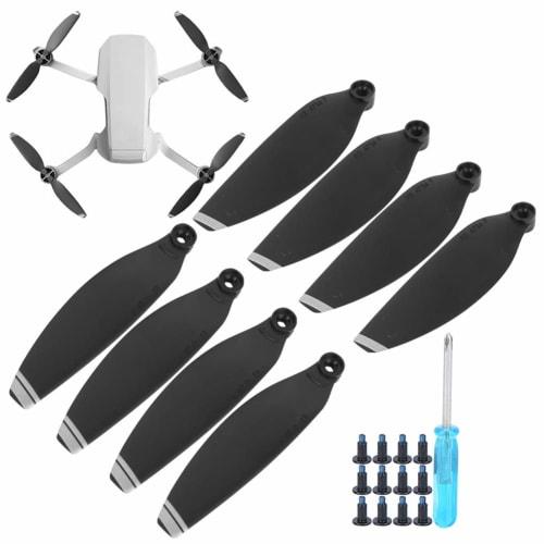 Lightweight Wing Blade Propellers, Drone Spare Accessories for Mavic Mini, 12 Screws, 8 Blades, Black with Silver Edges for Aircraft Use