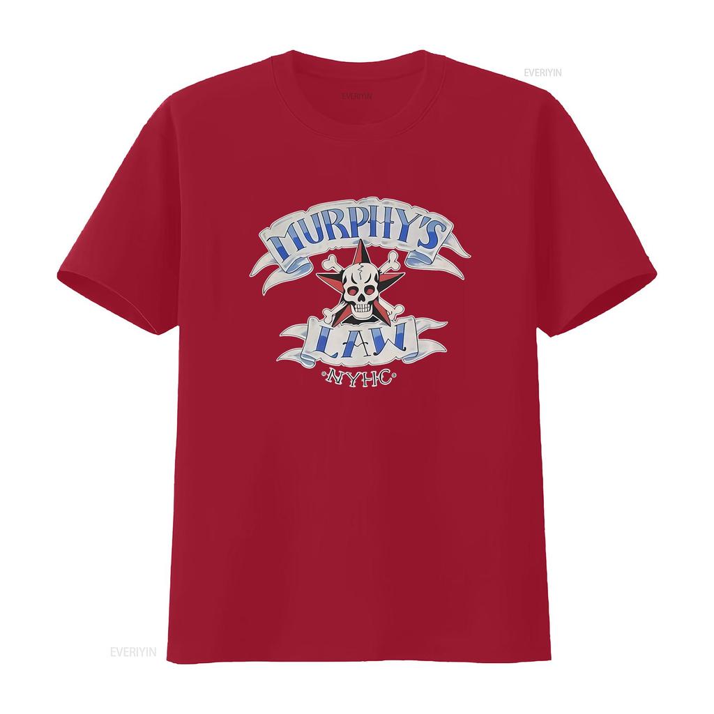 Murphys Law NYHC Skull Crossbones T Shirt Urban Streetwear Punk Rock Style vintage Washed Unisex streetwear Stretched Soft
