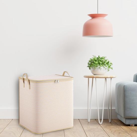 Foldable Clothes Storage Basket with Cover Zipper Closure Large Capacity Closet Organizer