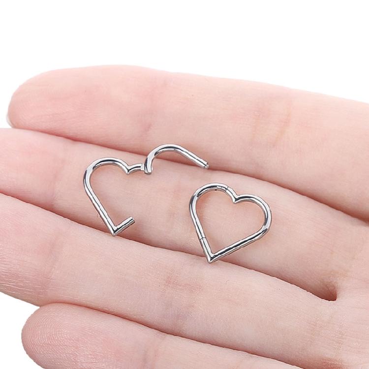 G23 for Titanium Earrings Heart Nose Hoop Ring Nostril Piercing Jewelry Studs