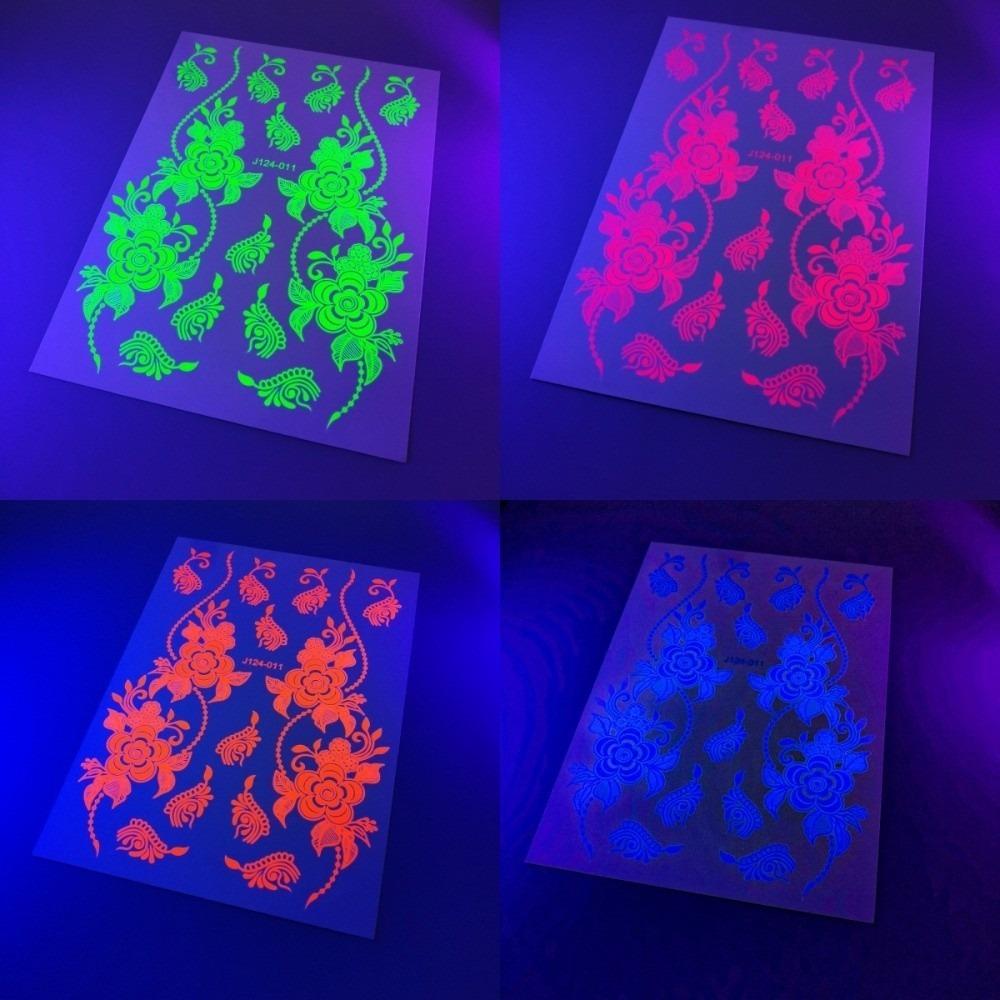 Water Transfer Decals Henna Temporary Tattoo Fake Luminous Body Art Sticker  Music Festival