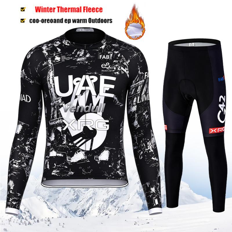 2027 UAE Team Winter Thermal Fleece Cycling Jersey Set Long Sleeve Bicycle Clothing MTB Bike Wear Maillot Ropa Ciclismo Cycling