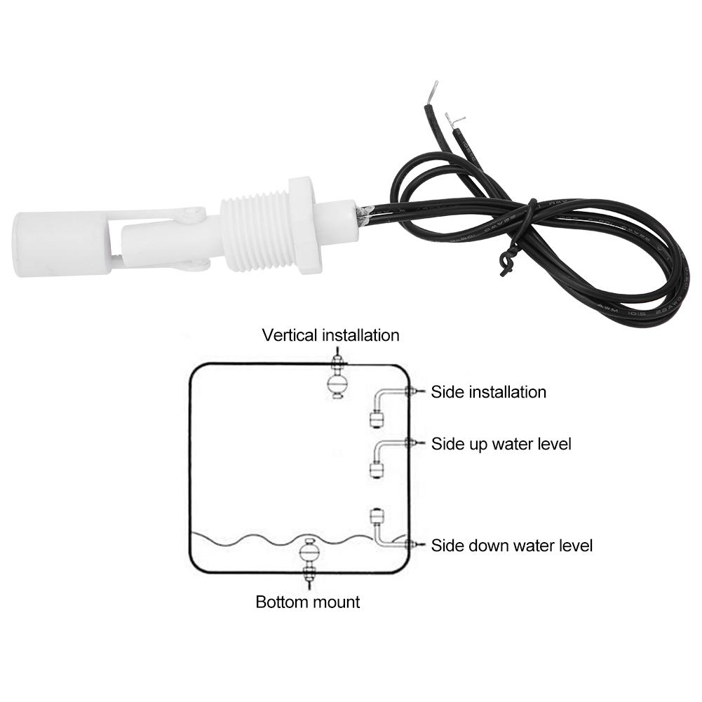 Sensor Switch Level Water 2pcs White Pp Plastic Liquid Float Switch 12in Thread Npt Dc0110v
