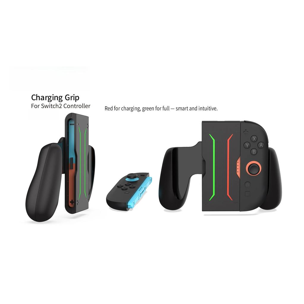 Magnetic Charging Grip for Switch 2 Gamepad,Fast Charge for Both Controllers with LED Light & GL/GR Buttons