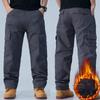 Høst Vinter Herre Tykk Fløyel Varm Arbeidsbukse Casual Bukser Løs Rett Ben Flerlommer Ren Bomull Slitesterk Arbeidsbukse