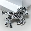 Enamel Horse Shape Brooch with Sparkling Rhinestones Details Versatile Zinc Alloy Pin Jewelry for Gift Giving