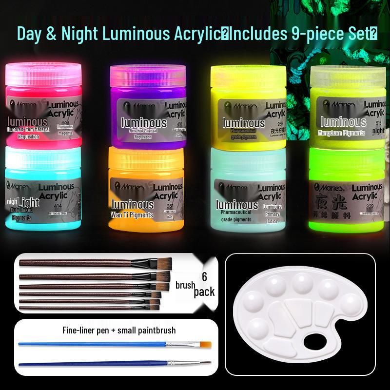 Mali Peinture Acrylique Lumineuse 50ml Glow pour Peinture à la Main Bricolage Graffiti & Vêtements