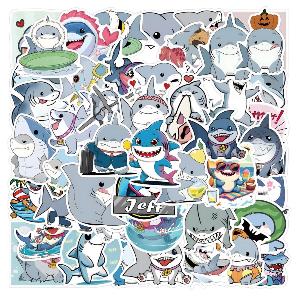 53 Jeff the Land Shark Graffiti Stickers for Suitcases & Water Bottles