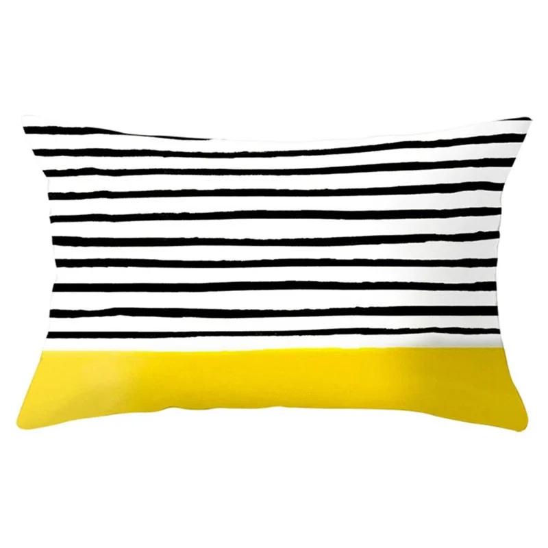 Yellow Geometric Living Room Bedroom Office Pillowcase Rectangular Cushion Cover Home Decor