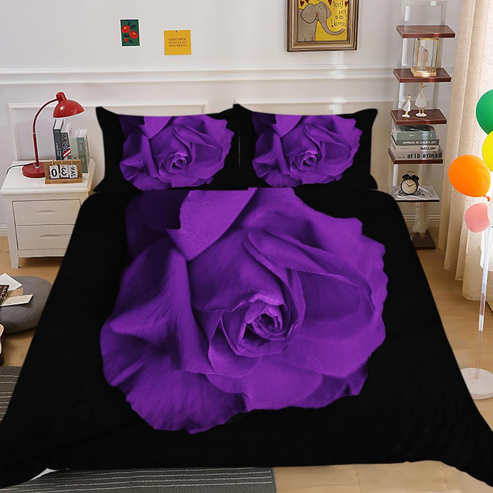 3D Rose Bettwäsche Set Damen Paar Daunen Bettbezug Kissenbezug 2/3pc King Queen Bett voller Größe Abdeckung Geschenk Home Textil