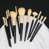 Foundationpinsel Puderpinsel Lidschattenpinsel 12 schwarzes zylindrisches Make-up-Pinselset Lidschattenpinsel Make-up-Werkzeuge