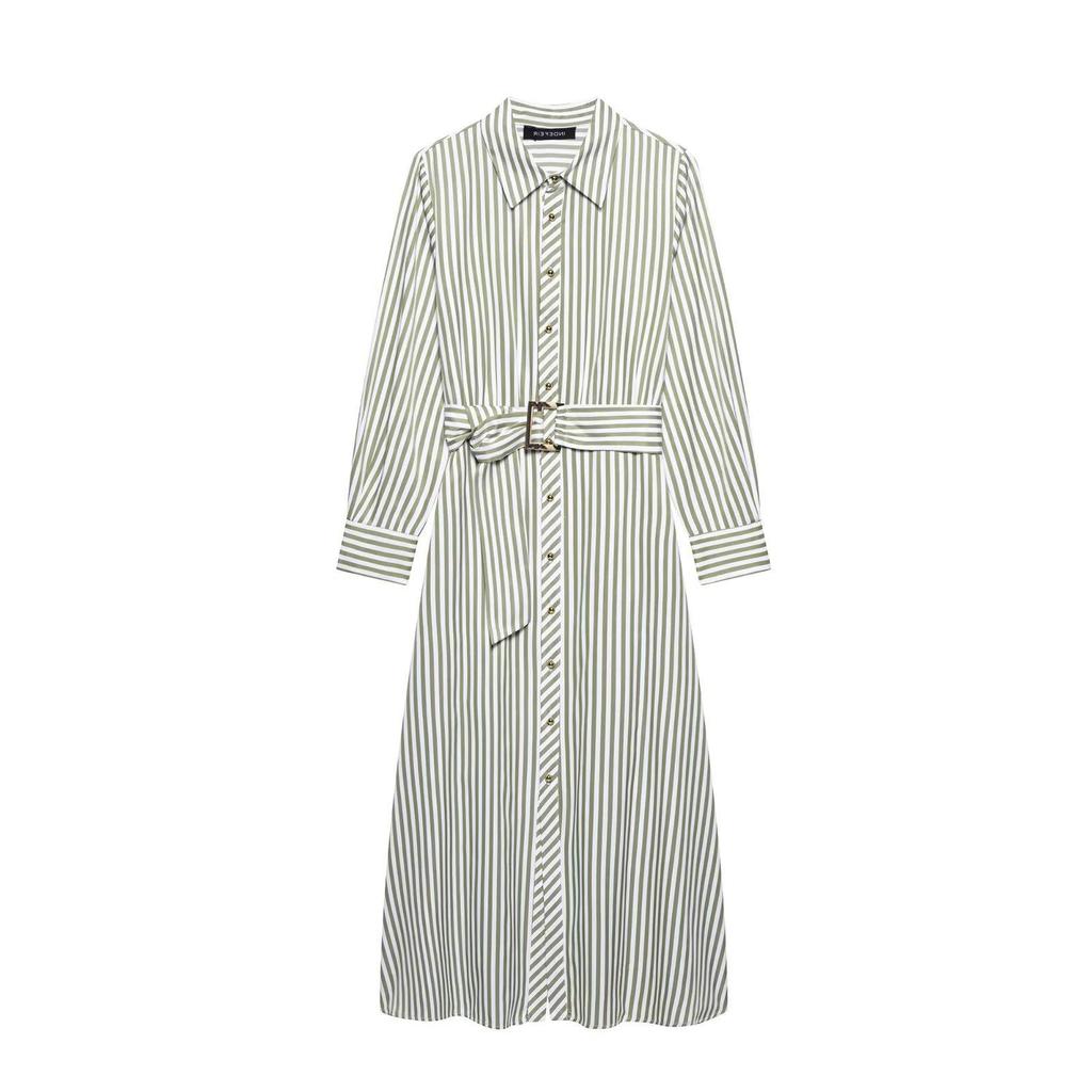 TAOP&ZA Summer Women's Striped Belted Midi Dress