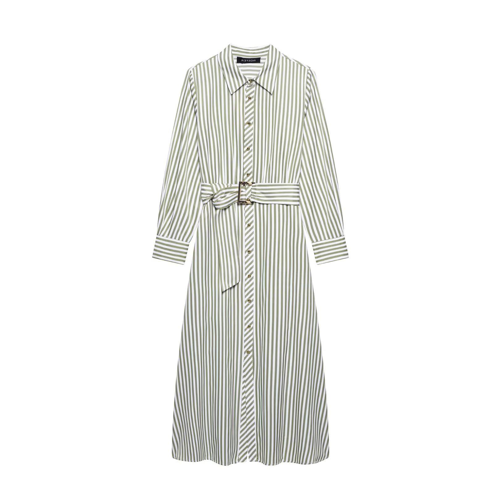 

TAOP&ZA Summer Women s Striped Belted Midi Dress Medium