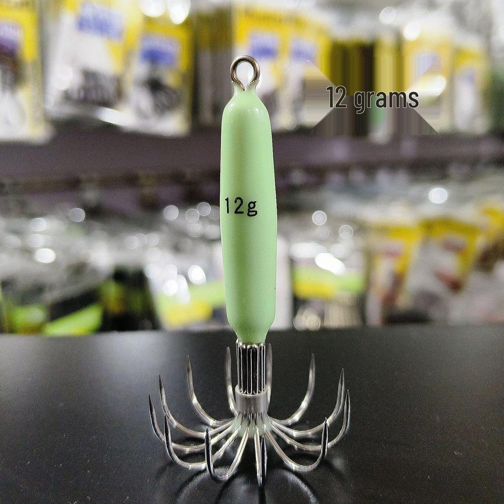 Stainless Steel Luminous Barbless Squid and Cuttlefish 12-Needle Umbrella Fishing Hooks