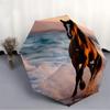 1pc Horse Ocean Automatic Open/Close Umbrella 8-Rib Strong Frame, Portable Travel Umbrella for Women & Men, Birthday Gift Parties 053
