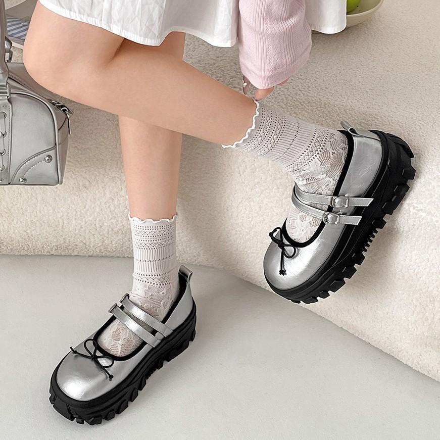 Fashion Shallow Mouth PU Hoof Heels Med Rubber Shallow Mouth PU Rubber Med Hoof