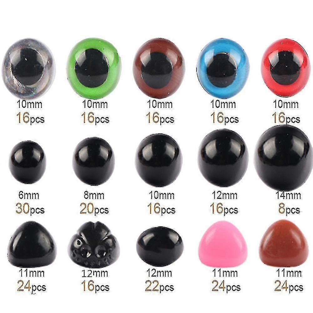 560pcs Plastic Safety Eyes And Noses For Amigurumi Crochet Crafts Dolls Stuffed Animals And Teddy Bear, Multiple Colors And Sizes 25-26