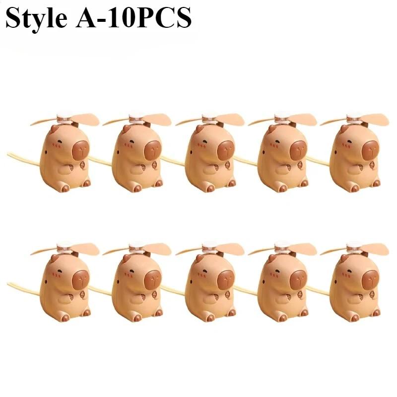 1-10PCS Capybara Neck Fan Portable USB Rechargeable Cartoon Mini Fan Handheld Cooling for Outdoor Travel Summer Gift