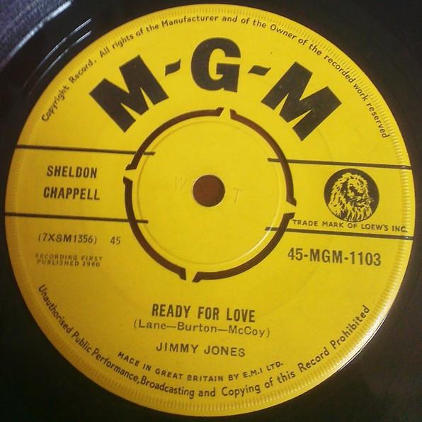 

7inch Record JIMMY JONES - Ready For Love 45MGM1103 MGM Records 1960 UK Rock Used