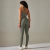 Seamless Knitted Solid Color Cross Back Tight Yoga Suit Set For Sports Running And Fitness Nine Leg Pants
