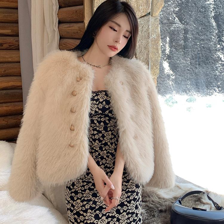 

Женская мода теплая меховая шуба из искусственного меха осень-зима женская короткая пушистая куртка из искусственного меха лисы One Size хаки