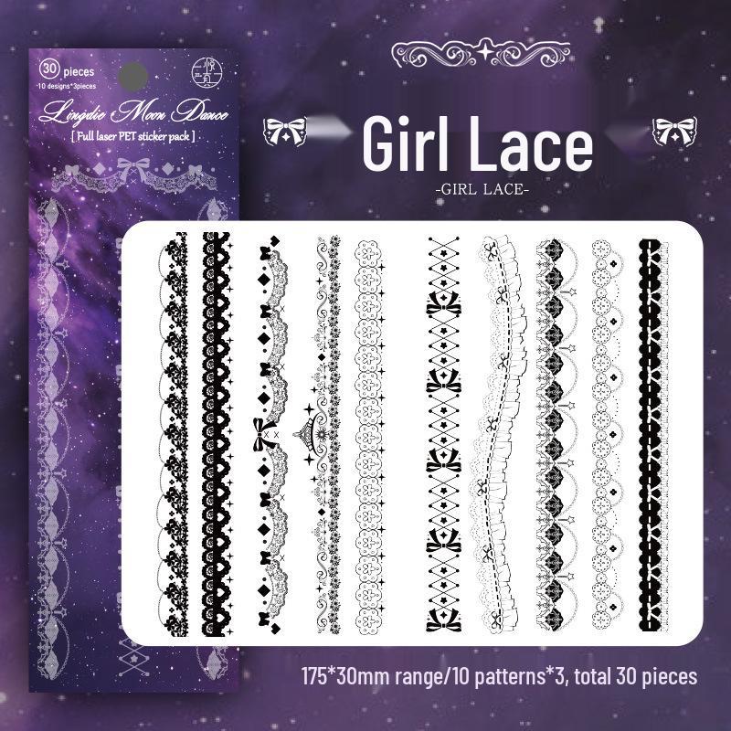 Colorful Laser Waterproof PET Journal Lace Border Stickers