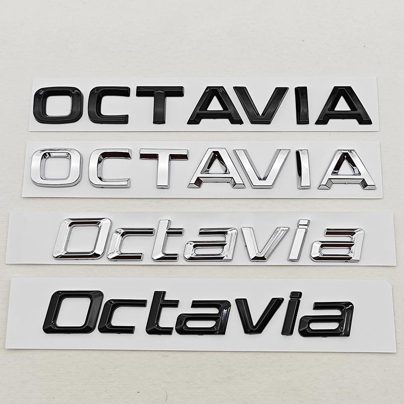 JBIW9 3D ABS Chrome Black Logo Octavia Emblem Letters Car Rear Trunk Badge For Skoda OCTAVIA 1 2 3 4 A5 A7 MK3 Sticker Accessories