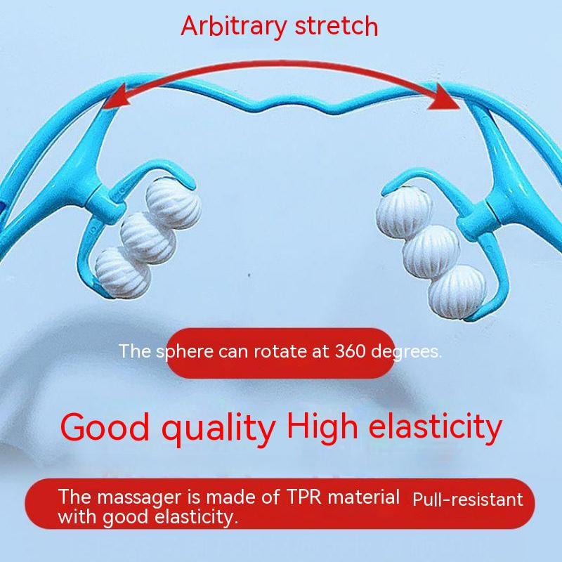 6 Rollers Manual Neck Massager Shoulder Cervical Spine Kneading Massage Point Pressure Therapy for Body Relaxation Pain Relief Health Massage Tool