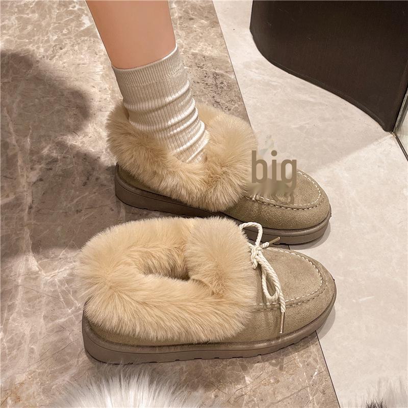 2024 Winter Women's Slip-On Bowknot Snow Boots with Velvet Lining and Soft Sole