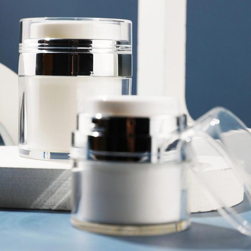 1Pc 15g Airless Pumpe Glas Leere Acryl Creme Flasche Nachfüllbar Kosmetische Einfach Zu Bedienen Container Tragbare Reise Make-Up werkzeuge LM